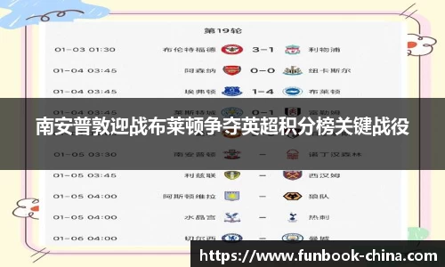 南安普敦迎战布莱顿争夺英超积分榜关键战役
